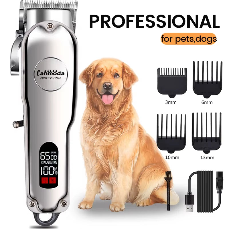 Professional Dog Hair Clipper All Metal Rechargeable Pet Trimmer Cat Shaver Cutting Machine Puppy Grooming Haircut Low Noice