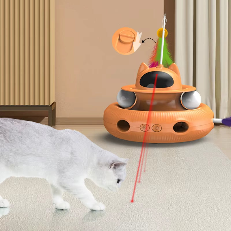 4-In-1 Interactive Cat Toy Smart Cat Teaser Stick Pet Turntable Catching Training Toys for Cats Usb Charging Pet Supplies