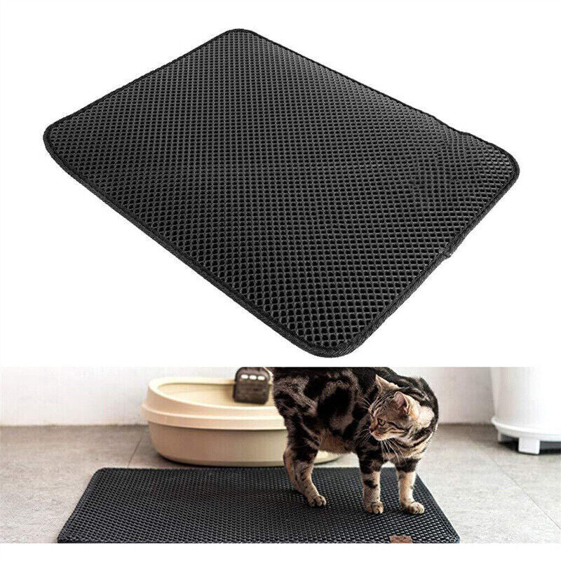 Double-Layer Cat Litter Mat Waterproof Trapper Foldable Pad Pet Rug Home Urineau