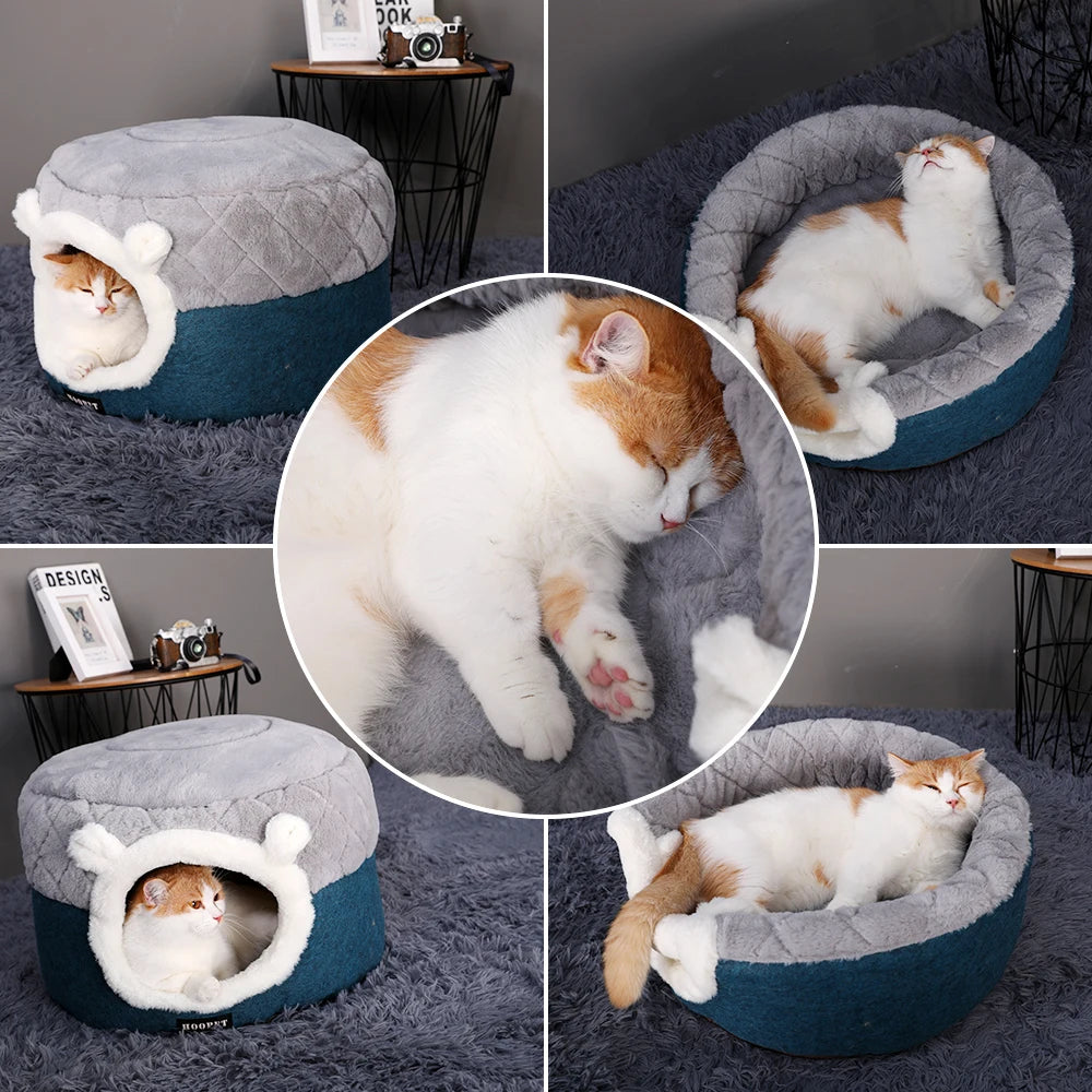 HOOPET Cat Bed House Soft Plush Kennel Puppy Cushion Small Dogs Cats Nest Winter Warm Sleeping Pet Dog Bed Pet Mat Supplies