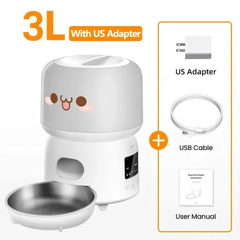 3L Wifi Automatic Cat Feeder Smart Dog Food Dispenser APP Remote Control Cute Auto Pet Feeder Feeding Bowl Accessories