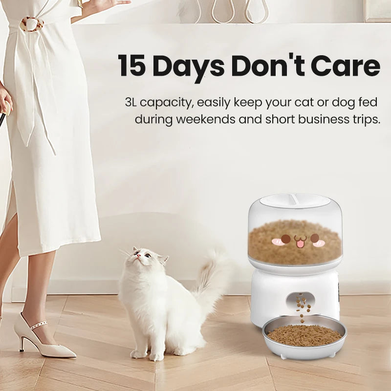 3L Wifi Automatic Cat Feeder Smart Dog Food Dispenser APP Remote Control Cute Auto Pet Feeder Feeding Bowl Accessories