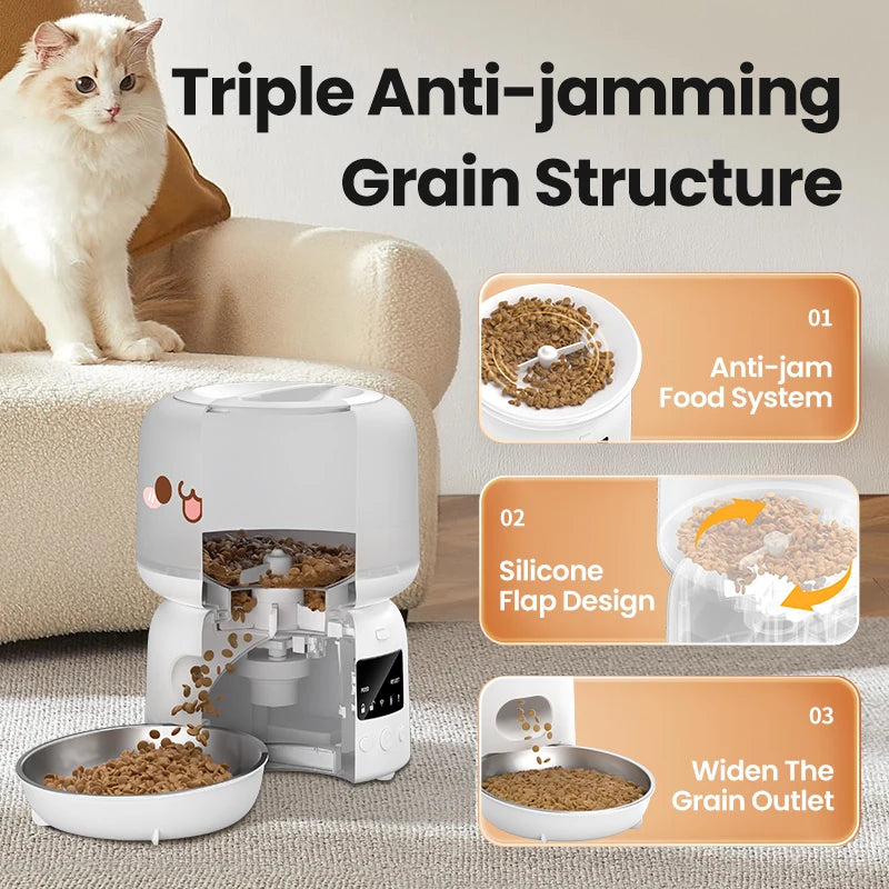 3L Wifi Automatic Cat Feeder Smart Dog Food Dispenser APP Remote Control Cute Auto Pet Feeder Feeding Bowl Accessories