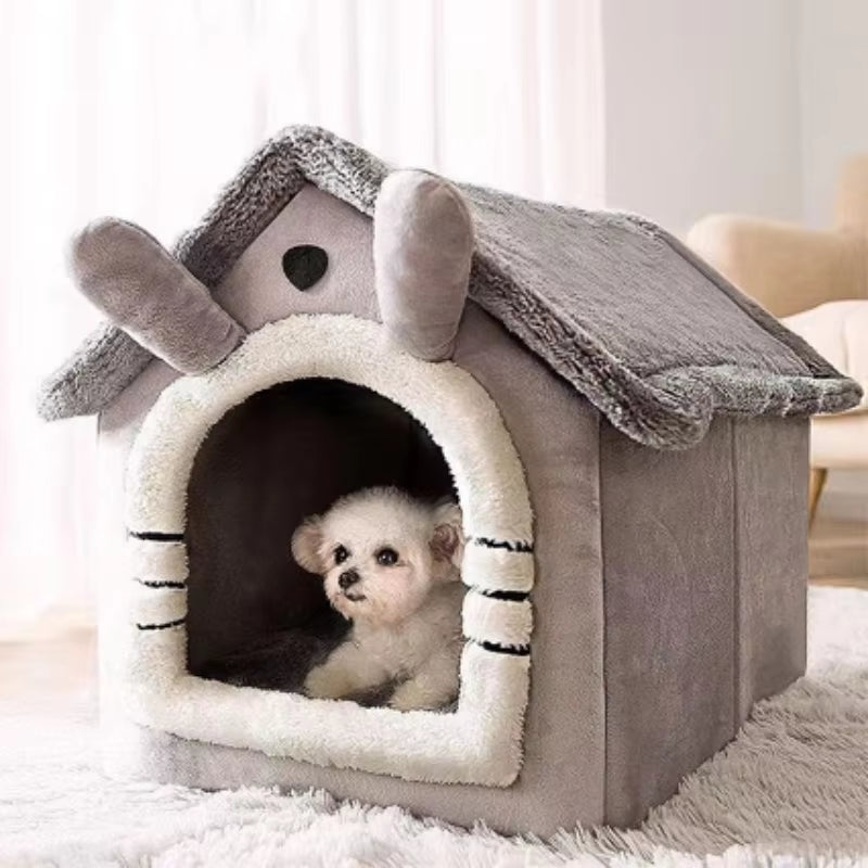 All Seasons Warm Washable Cat Dog House Indoor Soft Removable Cushion Pet Bed Kennel for Small Medium Pets Durable Pet Supplies