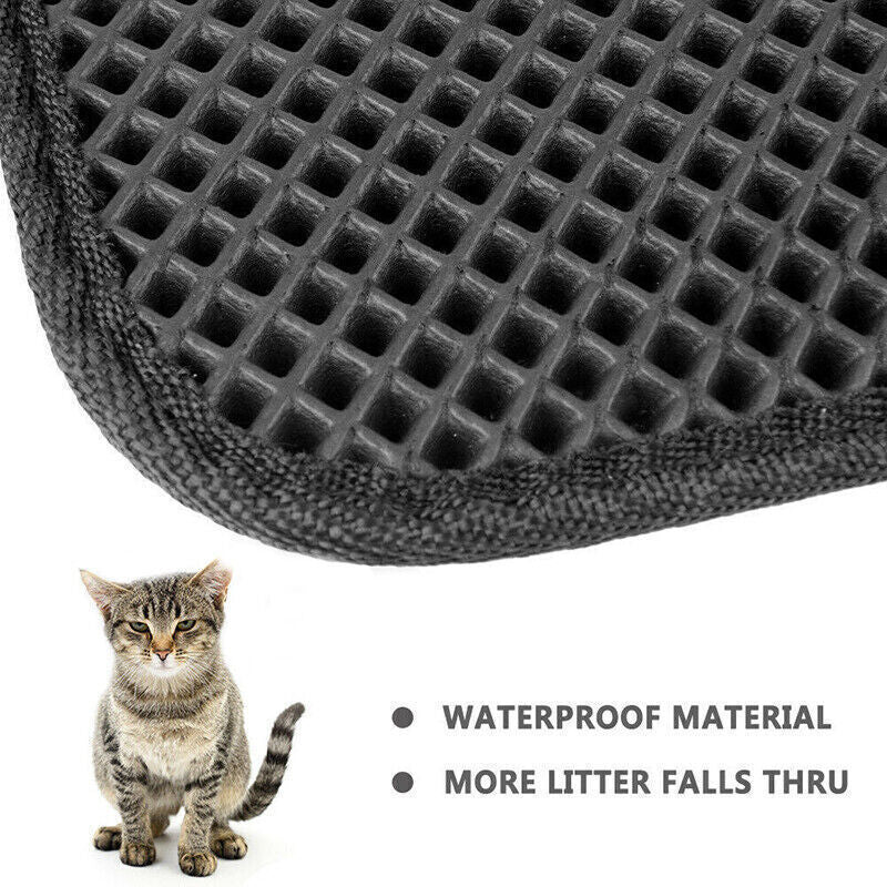 Double-Layer Cat Litter Mat Waterproof Trapper Foldable Pad Pet Rug Home Urineau