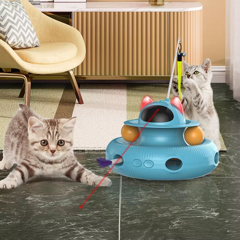 4-In-1 Interactive Cat Toy Smart Cat Teaser Stick Pet Turntable Catching Training Toys for Cats Usb Charging Pet Supplies