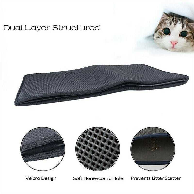 Double-Layer Cat Litter Mat Waterproof Trapper Foldable Pad Pet Rug Home Urineau